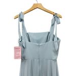 Dessy Collection Square Neck Luxe Chiffon Bow Shoulder Dress in Mist size 8R NWT Blue Photo 8