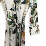 ZARA White Floral Botanical Print Belted Resort Kimono Coverup Dress Size Small Photo 4