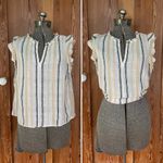 Lilla P Woven Stripe Ruffle Sleeve Tank Photo 1