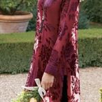 Soft Surroundings Soft Surrounding Red Romantic Scarlette Rose Sheer Satin Long Sleeve Tunic Top Photo 0