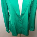 Spring + Mercer Emerald Green Satin Blazer in Large | Tailored One Button Photo 4