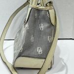 Dooney & Bourke  Monogram Canvas Leather Trim Satchel Bag Cream Beige Pink Liner Photo 2