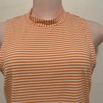 Athleta  striped orange & white cropped sleeveless shirt top woman size MEDIUM Photo 2
