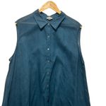 J.Jill Women Button Tunic XL Blue Linen Blend Minimalist Lagenlook Coastal Beach Photo 2