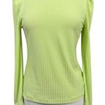 Ophelia Roe lime green ribbed puff shoulder long sleeve top size M NWT Size M Photo 0
