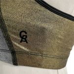 Good American  Size 0 Sports Bra Black Gold Silver Mesh Photo 4