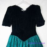 Gunne Sax Vintage 80s  Black Velvet Green‎ Lace Full Skirt Prom Gown Party Dress Photo 5