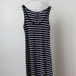 Seraphine Navy White Stripe Maxi Dress Tank Sleeveless Boat Neck Size US 2 Blue Photo 1