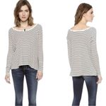 Free People Bohemian Grunge Thermal Striped Long Sleeve Top Size Large Boatneck Photo 5