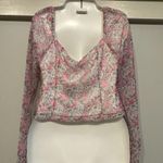 Lulus Lulu’s Abundant Admiration pink floral mesh bustier crop top  Soze Medium Photo 2