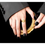 Boutique Unisex Yellow Gold Plated Sterling Pave Diamond Sun‎ Signet Ring, Adjustable Photo 4