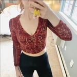 Kendall + Kylie Red paisley floral crop top Photo 0