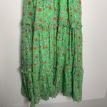 Banjanan Iris Floral Maxi Ruffle Tier Sleeveless Sheath Cotton Green Dress XS Photo 11