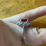 Lab Created Red Sapphire Sterling Silver Cocktail Ring Photo 2