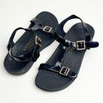 Vionic Adrianne Black Patent Leather T-Strap Two Adjustable Buckles Sandals 6 Photo 0