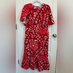 RHODE x Target Women's Zinnia Floral Print Bell Sleeve Midi Linen Dress Size 12 Red Photo 1