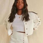 Forever 21 Boxy Cropped White Denim Jacket Sz S Photo 0