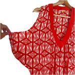 Leifsdottir‎ Anthropologie Catalyst Red Orange White Silk Tunic Dress Size 0 Photo 1
