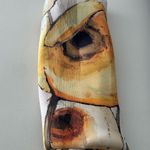 100% Silk Long Scarf cream with big yellow/mustard color flowers 23.5 x 65.5 in. Yellow Photo 4