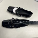 Black Faux Patent Square Toe Mary Jane Ballet Flats Rhinestone Bow Womens Size 8 Photo 3