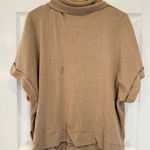 ZARA  Basic Tan Ribbed‎ Knit Cowl Neck Short Sleeve Poncho Top Photo 0