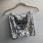 Women’s Disco Silver Sequin Crop Tube Top Size M Photo 4