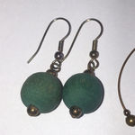 Elegant Bronze and Green Beaded Ball Drop Boho Earring Set Brown Photo 3