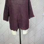 Isabel Marant Maroon Purple Open Knit Linen Blend V-Neck Sweater Size 38 / US 6 Photo 4