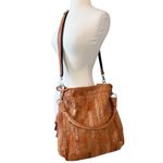 AmeriLeather Tutu Studded Leather Patchwork Shoulder Hobo Bag Brown Photo 15