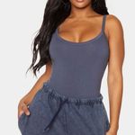 Pretty Little Thing Shape Charcoal Cotton Binded Strappy Bodysuit Photo 2