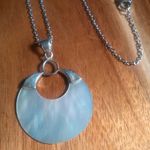 Mother of Pearl Sterling Silver Pendant Stainless Steel Necklace Photo 1