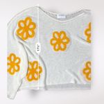 Storia  White Orange Flowers Boho Preppy Open Knit Sweater‎ Size S Photo 4