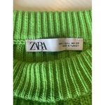 ZARA  Ribbed Knit Cropped Sweater Long Sleeve Bright‎ Green Size L Photo 6