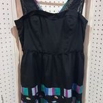 BCBG Generation Black Mesh Strap Geometric Print Ruffle Hem Dress Size 10 Photo 0