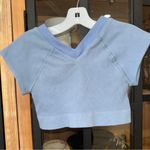 Fp Movement Mainstream Baby Tee ribbed cropped top vneck sports bra slate logo Blue Size XS Photo 2