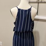 Scobe  blue white striped front wrapped dress side split 5G Photo 2