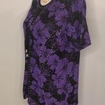 Vintage Kivenst stretch slinky floral rhinestone dressy top L Black Size L Photo 2