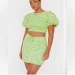 Sabo Skirt Lyla Draw Mini Skirt Chalk Floral 100% Cotton Size XS EUC Photo 3