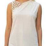 Anthropologie VANESSA VIRGINIA Cream Ruched Open Shoulder Top EUC Size Small Photo 0