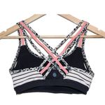 Athleta Womens White Navy Blue Pink Leopard Print Strappy Back Sports Bra Sz XS Photo 1