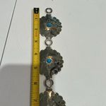 Southwest Faux Turquoise, Silver tone Chain Link Belt, up to 30”, Vintage Photo 3