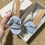 Who What Wear  Blue Faux Suede Ruffle Heel Sandals Photo 1