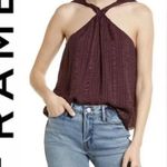 frame denim Tops Frame Draped Textured Silk Halter Top In Cabernet size M (b20) Photo 1