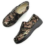 Alegria  Shoes Lauryn Black Metallic Bronze Floral Comfort Clogs Women’s Size 6 Photo 1