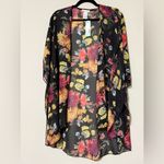 Emory park  women’s size large black Caley crochet floral detail kimono sheer NWT Photo 8