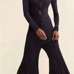 Free People NEW  Lady‎ Luck Jumpsuit knit wide leg pleated dark purple, M Photo 0