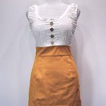 Alythea Ivory & Yellow Twofer Dress Milkmaid Bodice Pin Up Bodycon Pencil Skirt Photo 0