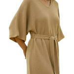 Joy Charlotta Caviar Mustard Kimono Sleeve Cotton Dress XS Minimalist Boho Chic Brown Photo 0