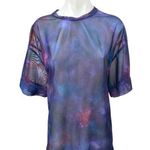 Athleta  Women's Purple Tie Dye Mesh Short Sleeve Sheer Oversized Tee Shirt Top M Photo 0