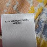 Lucky Brand  Yellow Floral Blouse Size Large V-Neck Long Sleeve Ruffle Hem Top Photo 7